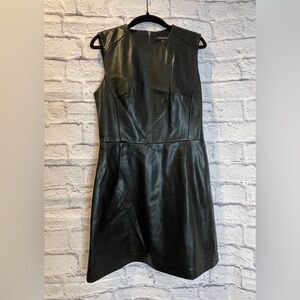 French Connection Black Faux Leather  Sheath Midi Dress for Night Out